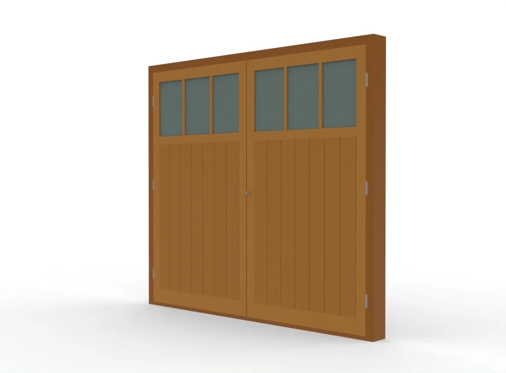 3D-visualisatie van de dubbele garagedeur in Douglas, ontwerpfase
