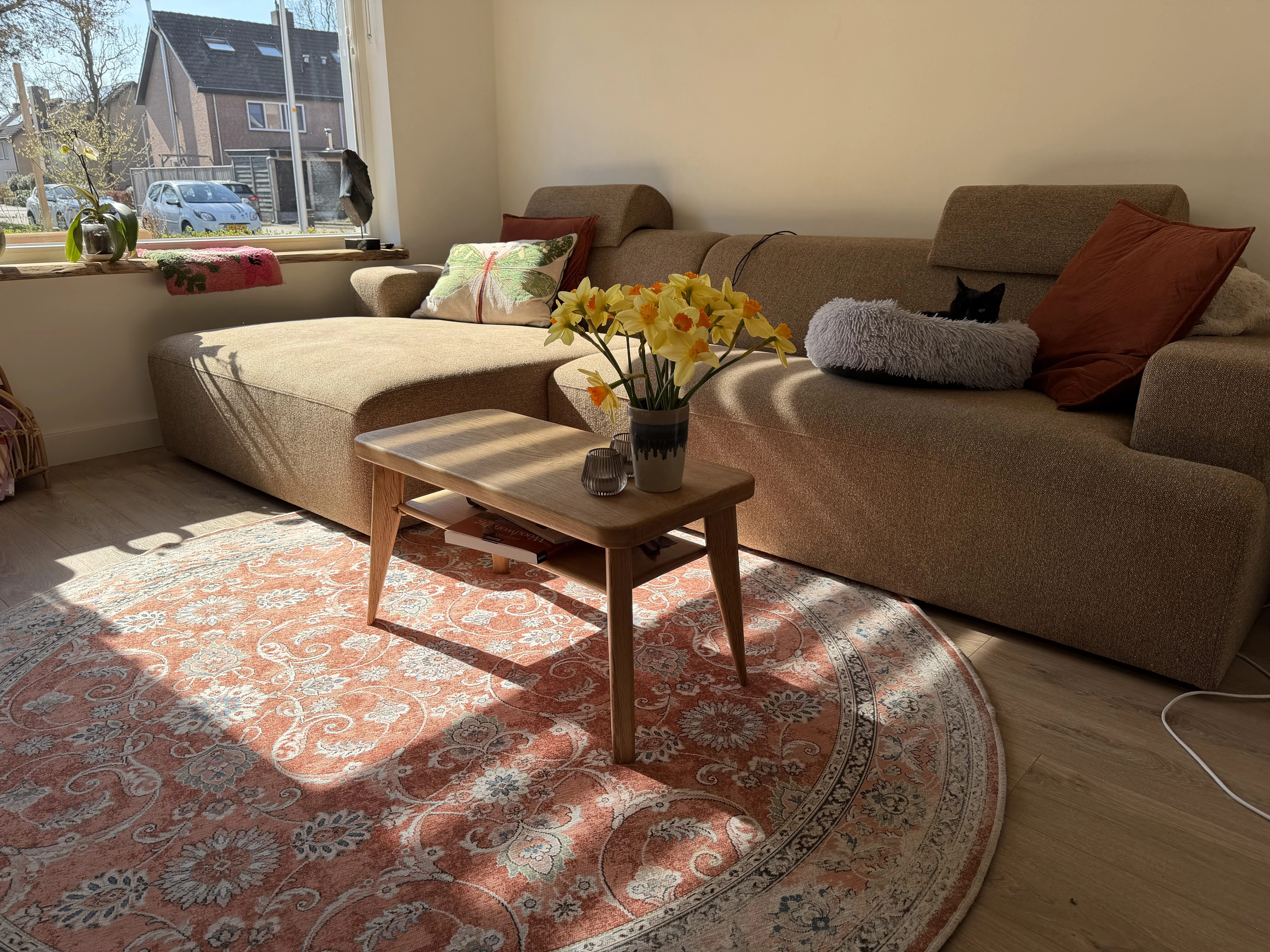 Handgemaakte eiken salontafel